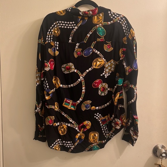 Vintage black blouse with jewel pattern and buttons - Picture 2 of 7